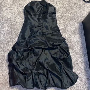 David Bridal black strapless dress with ruffles
